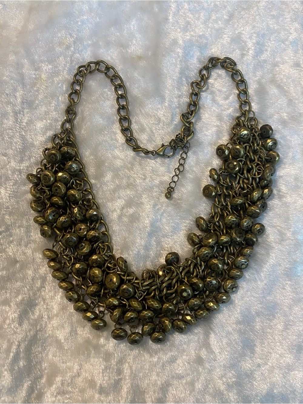 🍀VTG Statement Brass Tone Cluster Bib Necklace